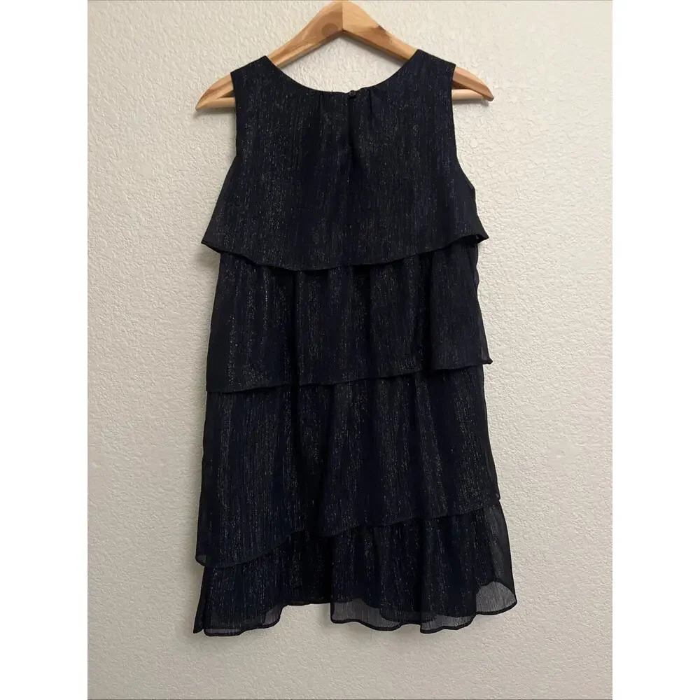 NEW GAP Girls Holiday Dress Party Pageant Occasion Navy Sparkle Tiered Sheath